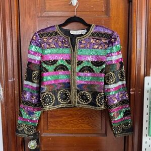 Vintage Laurence Kazar New York sequin jacket in multi-colour